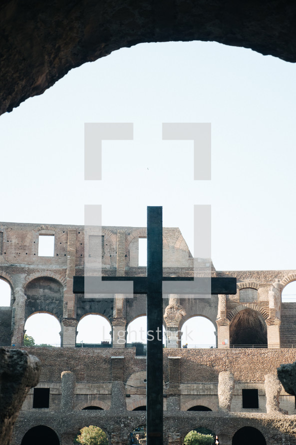 cross in the Coliseum in Rome 