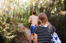 Young adults go on a bush walk