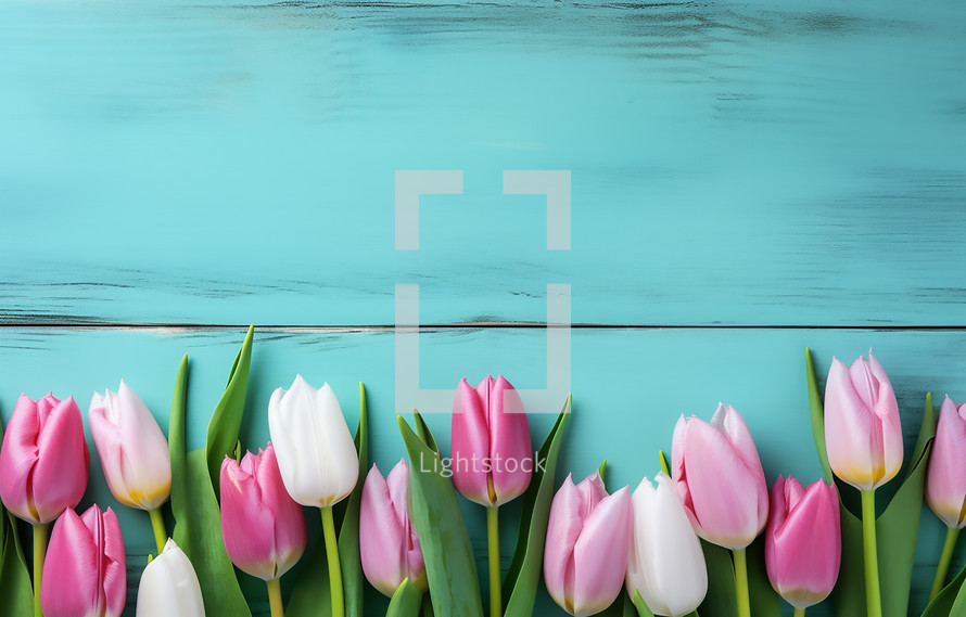 Tulips on blue Background