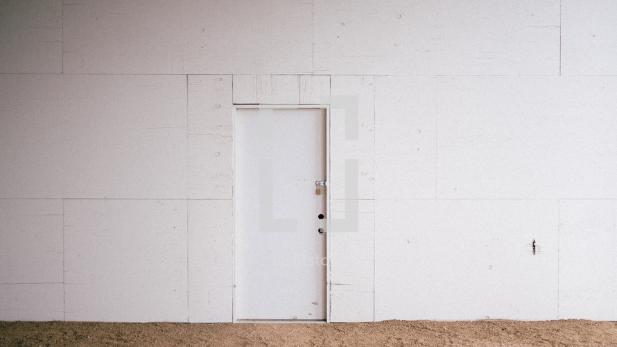 door on a white wall 