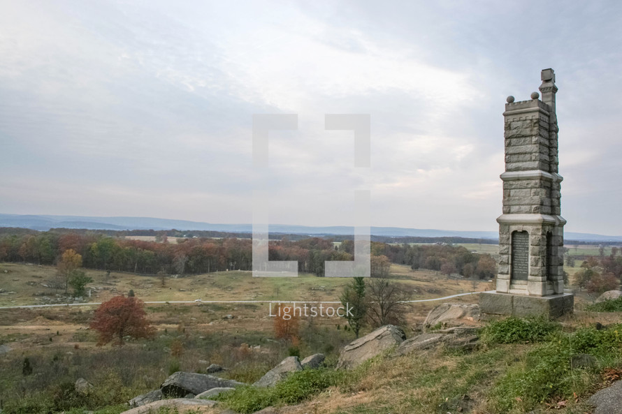 stone memorial in Gettysburg, PA
