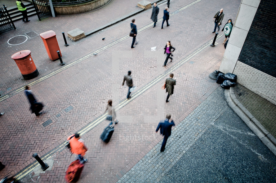 pedestrians on a street in London 