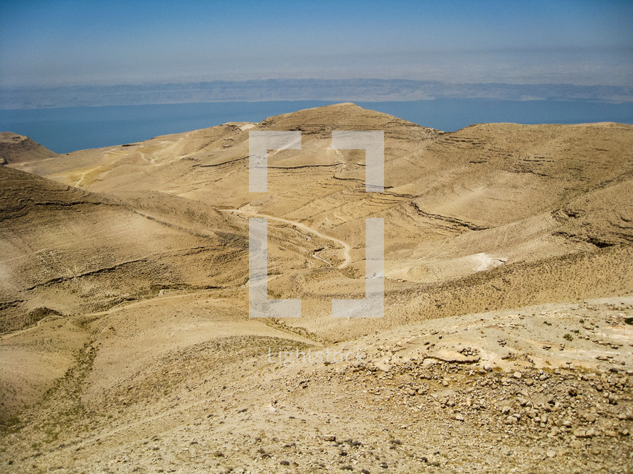 View of the Dead Sea and the Holy Land from Jordan