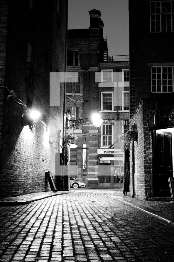 brick street in a city alley