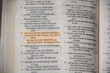 Open Bible with highlighted passage, Psalm 139:16.