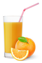 orange juice with a straw