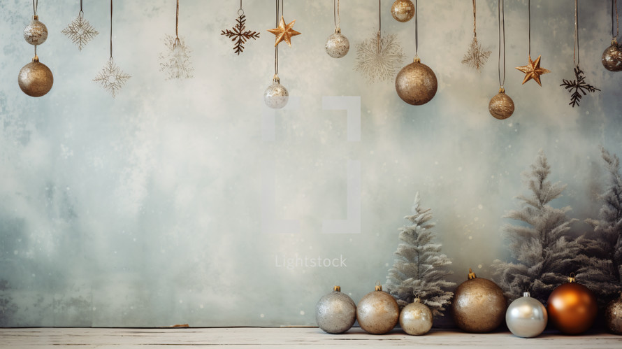 Christmas ornaments and decorations on a light background