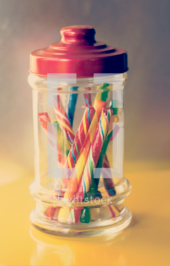 candy sticks in a jar 
