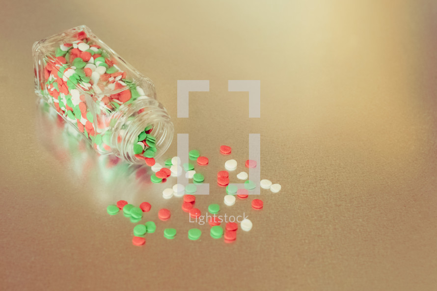 red, green, and white Christmas sprinkles 