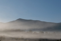 dense fog and mountain landscape 
