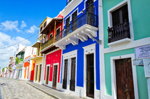 narrow, colorful, cobblestone streets of Old San Juan, Puerto Rico