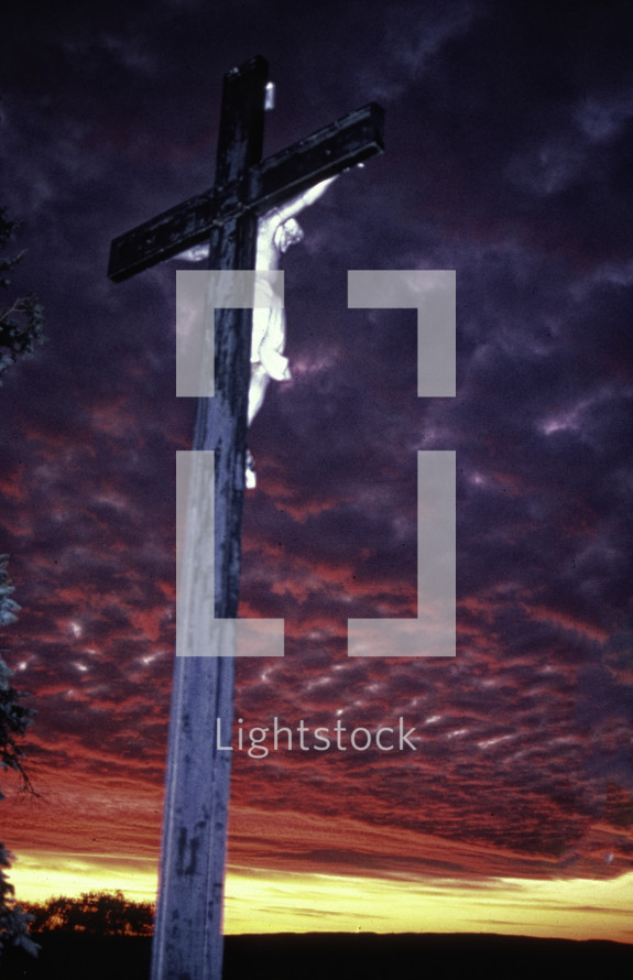 crucifix at sunset 