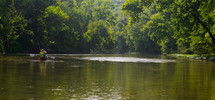 canoeing on a quite river