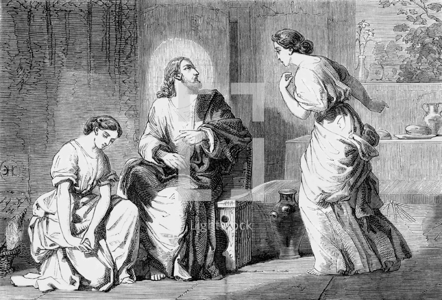 Jesus with Mary and Martha.