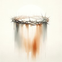 Crown of thorns on a watercolor background. Christian symbol.