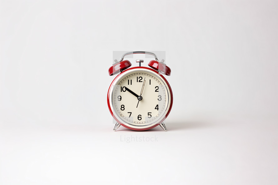 A red retro looking alarm clock
