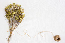 dried flowers bouquet and twine 