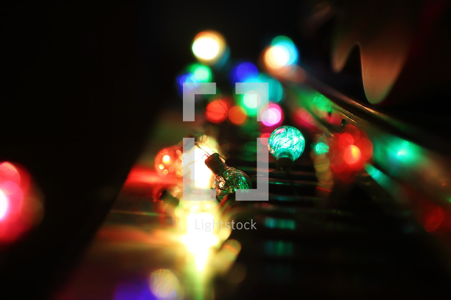 coloured retro lights on our piano keyboard