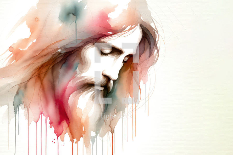 Watercolor portrait of Jesus Christ