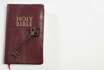 skeleton key on a the cover of a Bible 