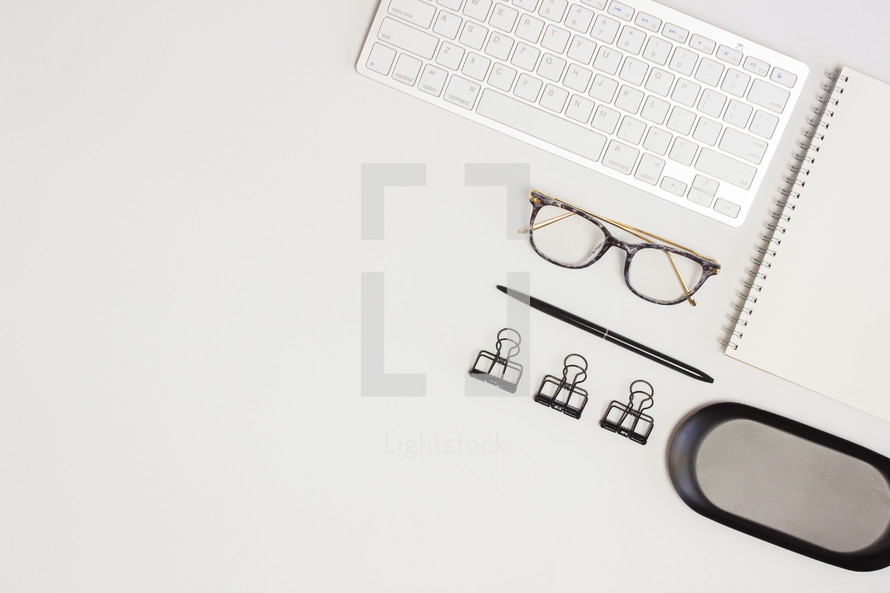 glasses on a desk 