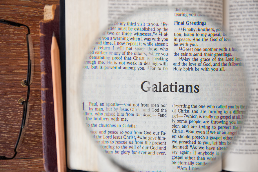 magnifying glass over Galatians 