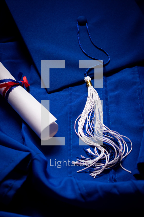 graduation cap and diploma 