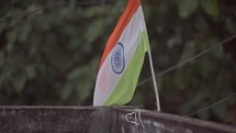 Indian flag flying   in a small village outside of the city of  Vizag Visakhapatnam, India