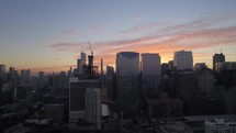 Drone shot of Chicago Skyline at Dawn Push