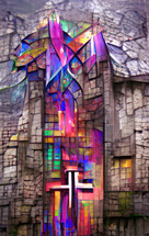 His banner over me - stone wall graphic art, created with AI input and further editing