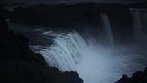 Iceland Waterfall In Slow Motion At Night