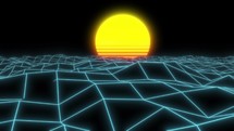 Neon cyber background grid sun 80