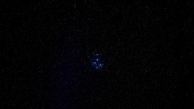 A zoom in on the Pleiades star cluster in the night sky