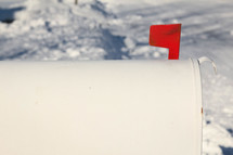 white mailbox in snow 