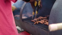 grilling hotdogs 