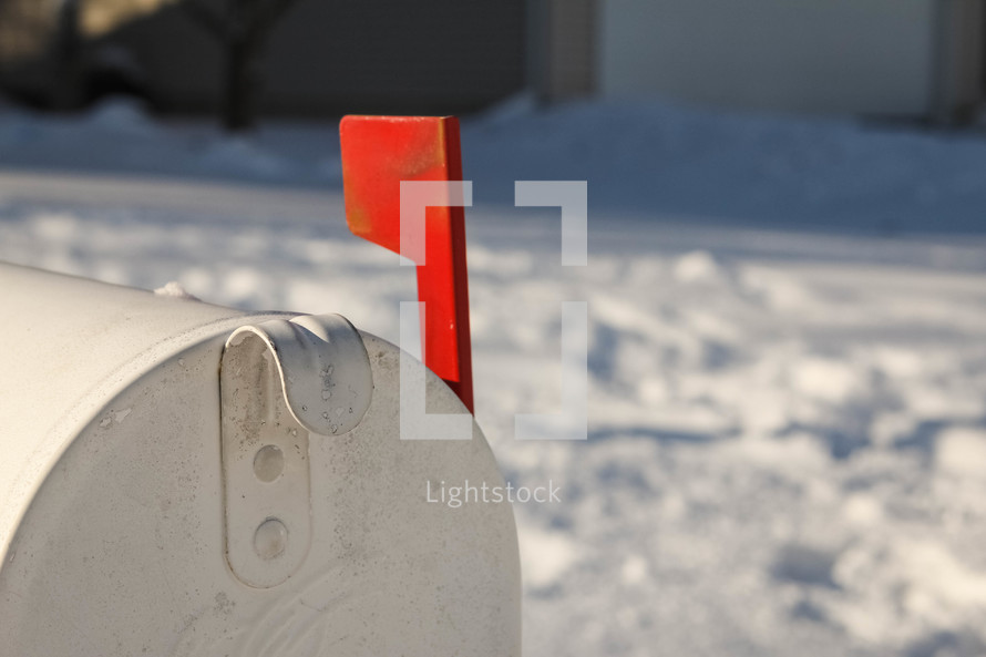 white mailbox in snow 