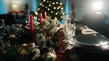 Christmas Atmosphere on a set table for dinner