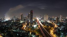 Timelapse of Bangkok life at night