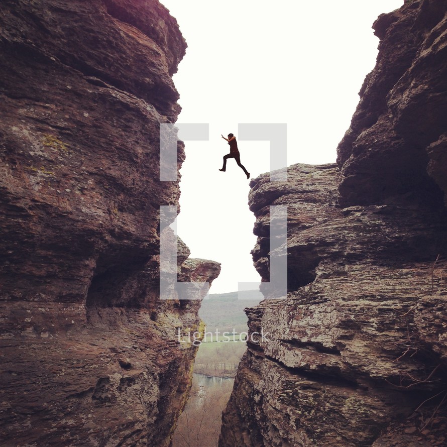 man taking a leap of faith