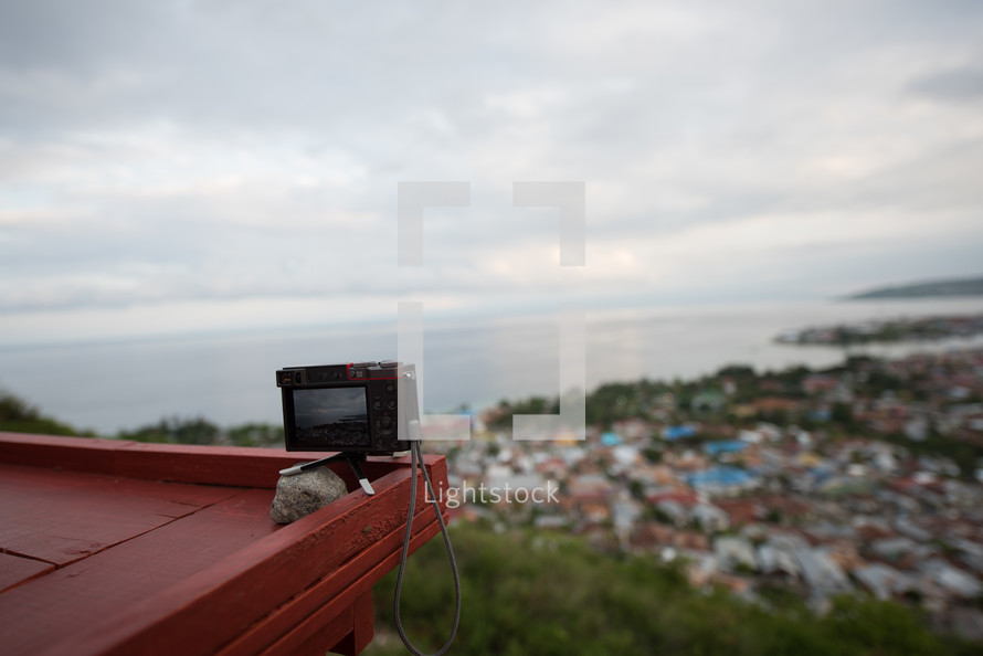 camera on a ledge 