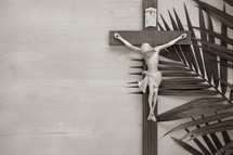 crucifix and palm frond 