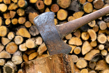 ax and wood pile 