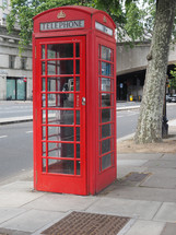 LONDON, UK - CIRCA JUNE 2018: Traditional red telephone box