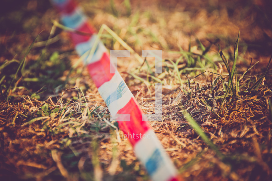 colorful ribbon in grass 