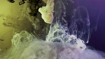 Slow motion shot of falling paint ink underwater,magical effect and illusion	
