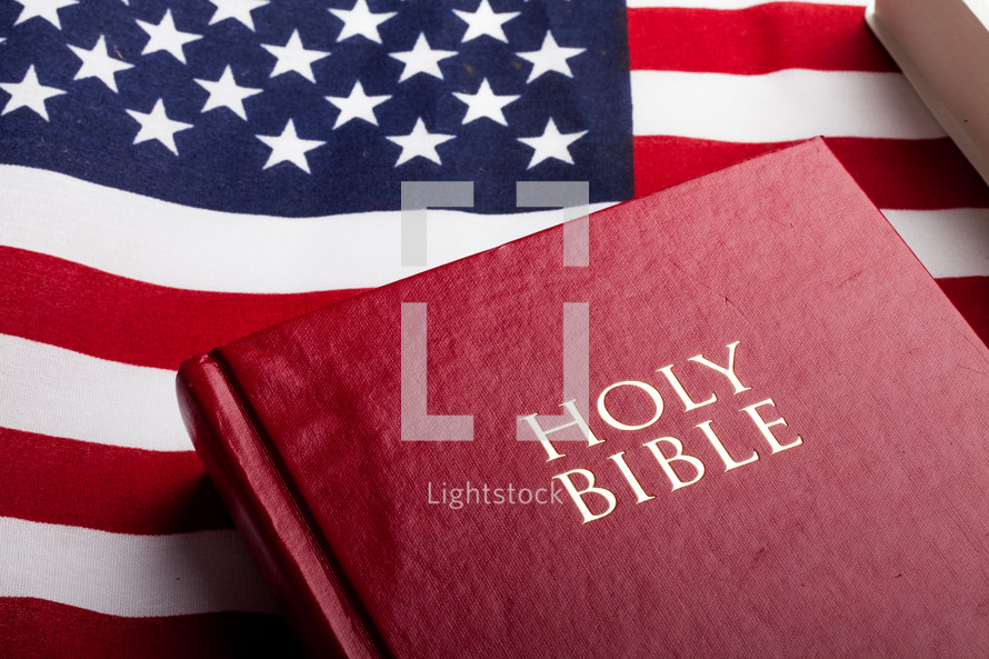Holy Bible on an American Flag 