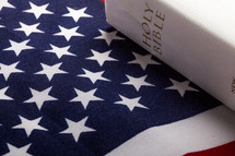 Holy Bible on an American flag 