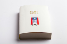 Made in the USA badge on a Bible 
