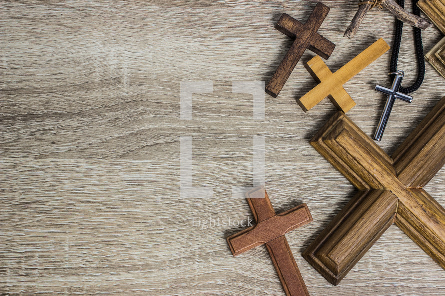 collection of wooden crosses 