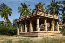 ancient temple and palm trees 